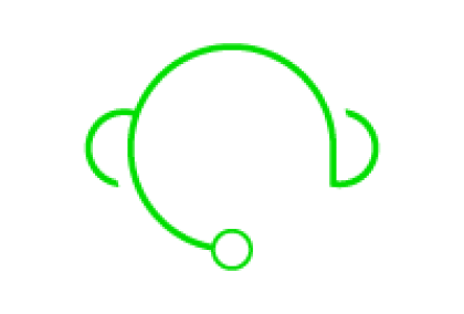Green headset and microphone icon on black background