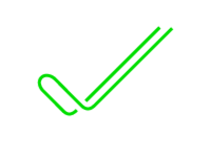 Green checkmark on black background
