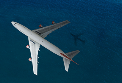 plane flying over water