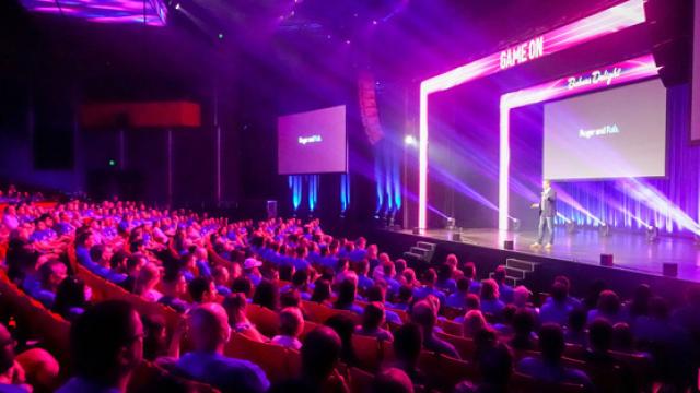 Crowd watching stage