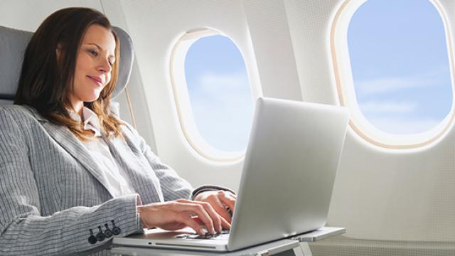 Business woman airplane