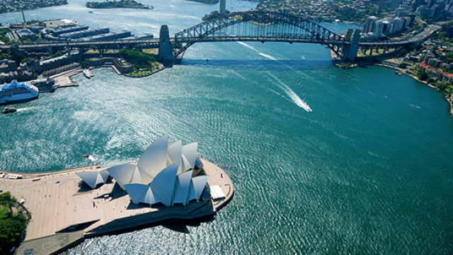 birds eye view of sydney harbour, australia