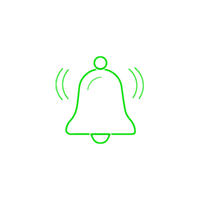 Green ringing bell icon on black background