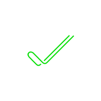 Graphic of neon green double check mark on black background