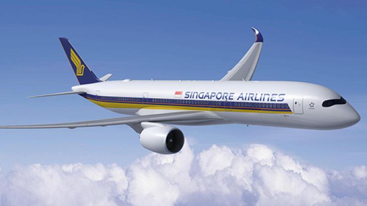 Singapore Airlines plane flying