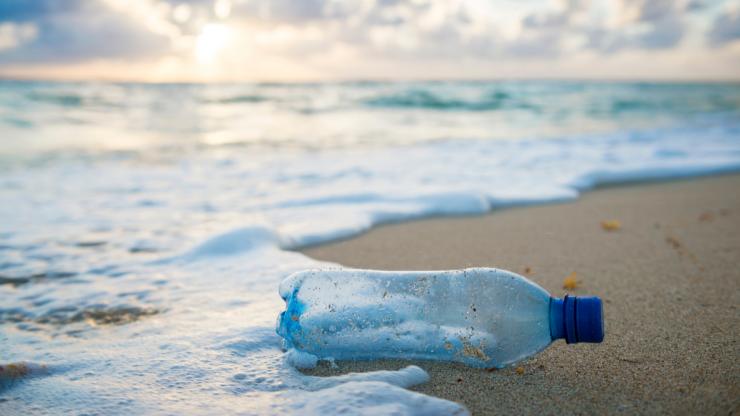 Single use plastic on the beach