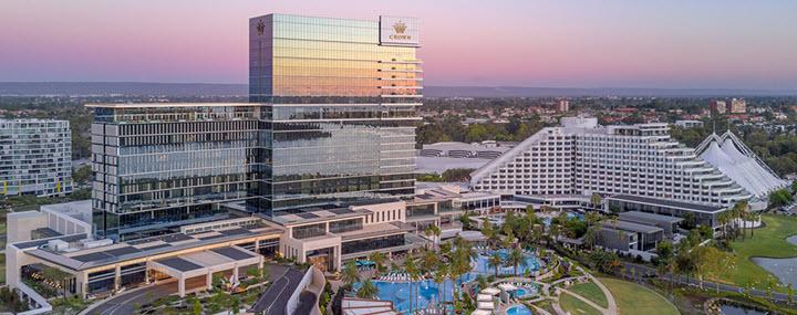Crown Hotels Perth Exterior at Dusk