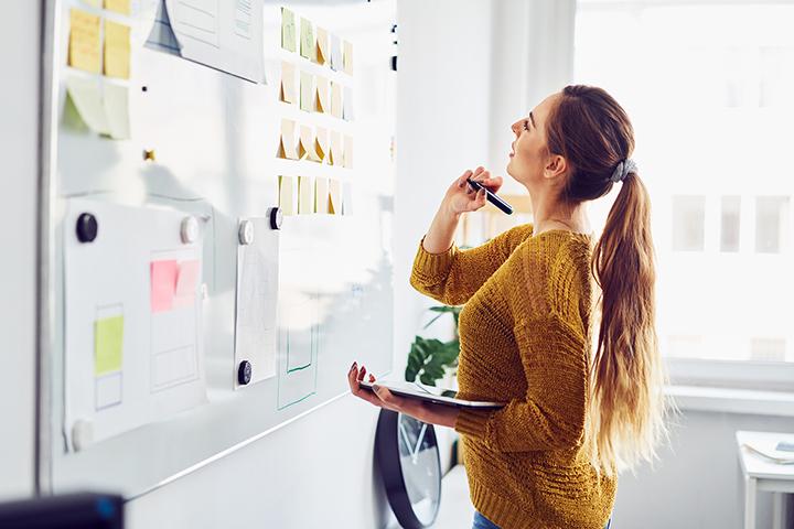 women planning on a whiteboard