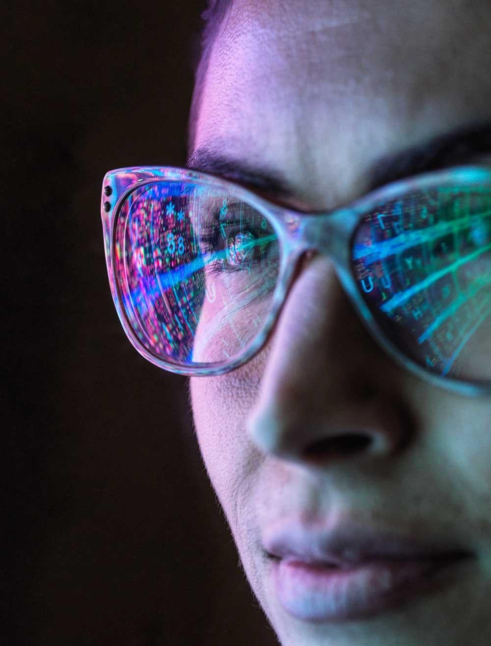 Tech with human close up