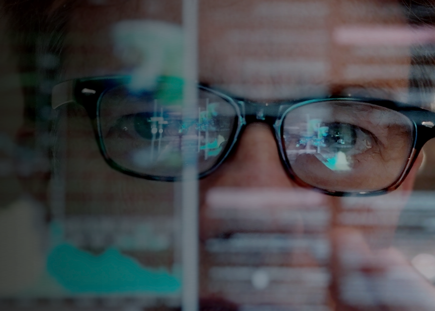 looking at a man through a screen