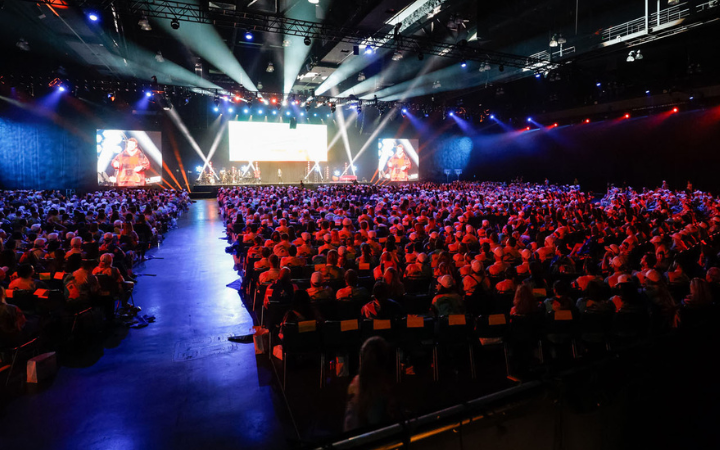 Event audience with creative lighting 