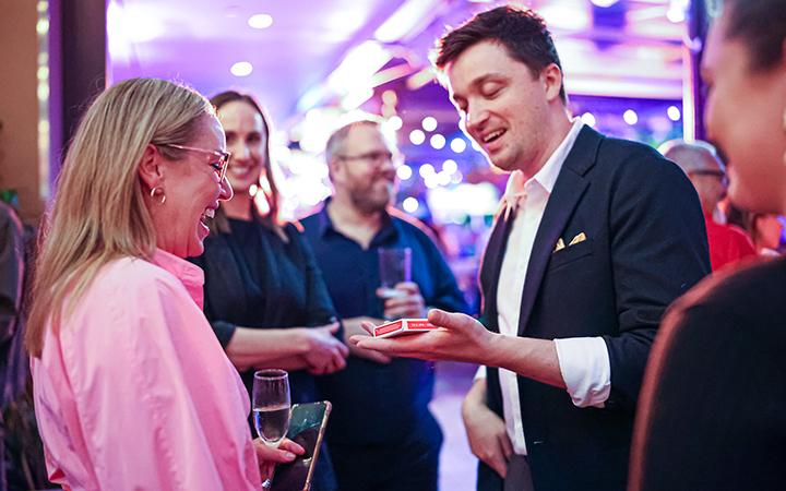 People talking at event