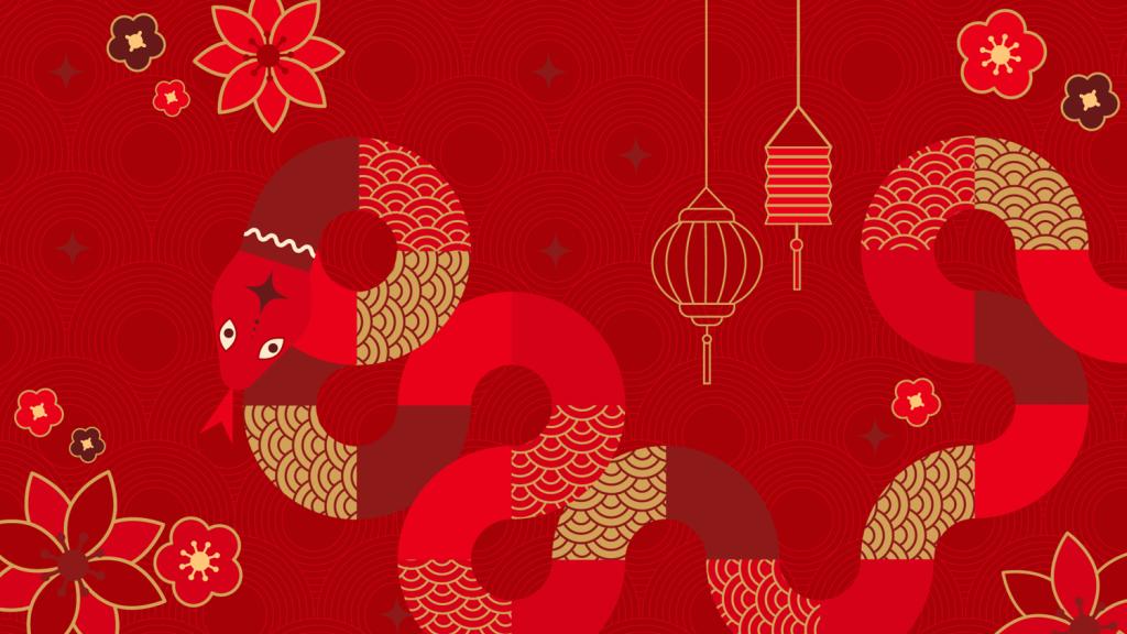 Lunar New Year Snake with a red background