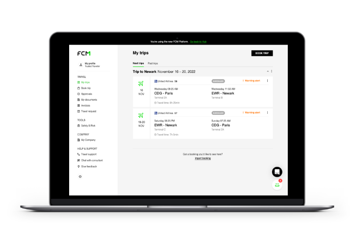 FCM platform image on a Laptop