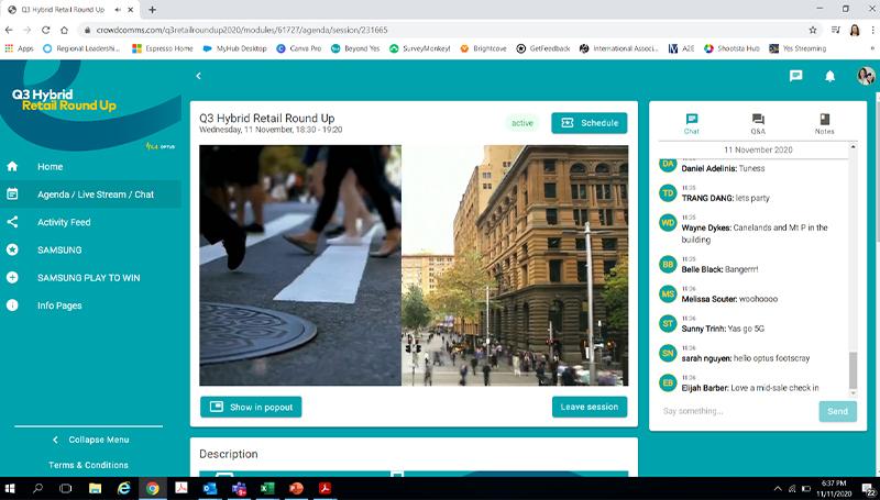 Hybrid event virtual experience