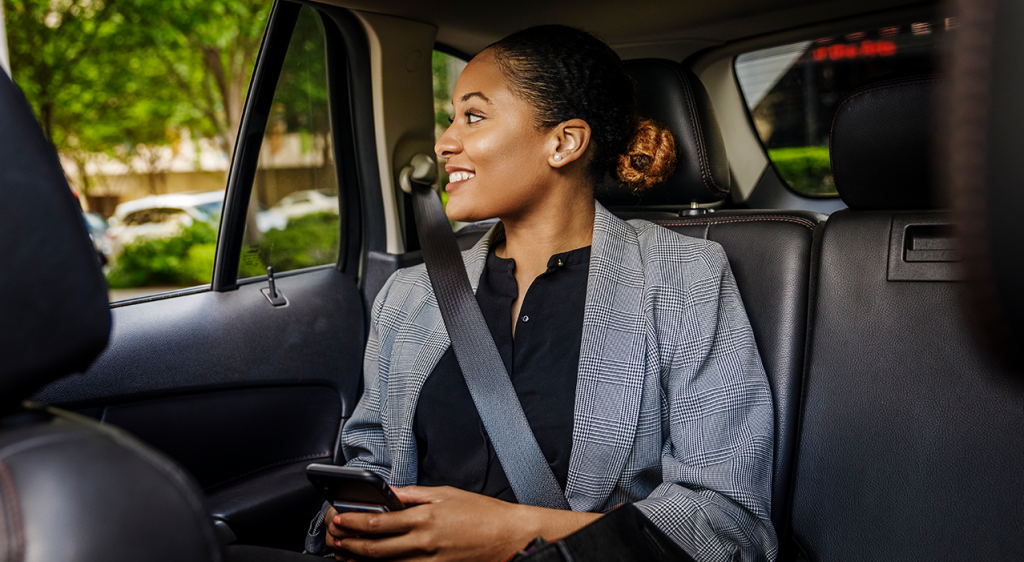 lady travelling in a car