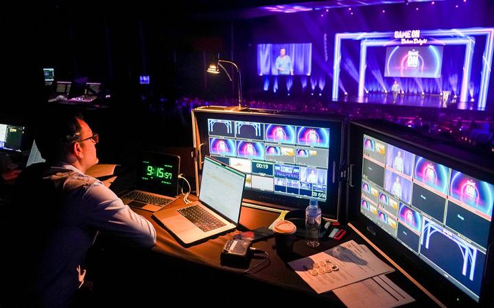 man at production board