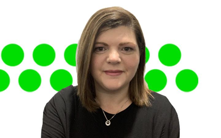 Joanne Headshot with green journey line