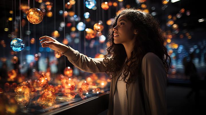 lady holding out her hand inspecting glowing object