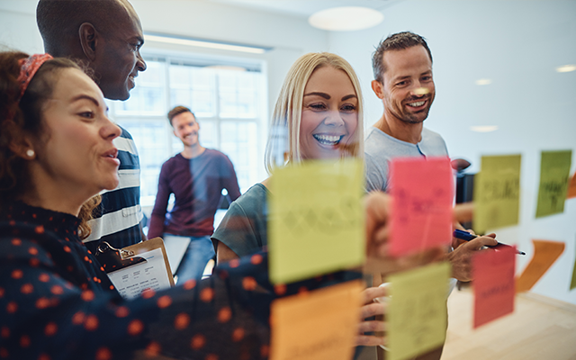 A team of people brain storming