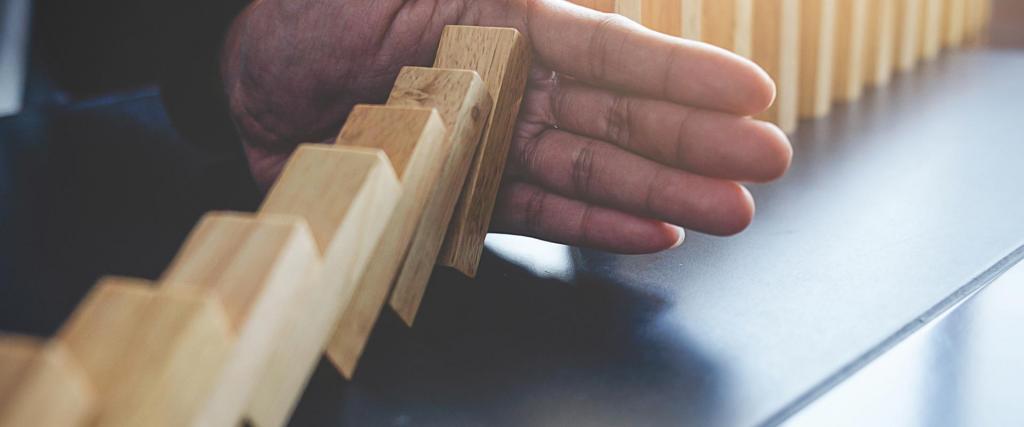 Concept of solution and domino effect close-up shot