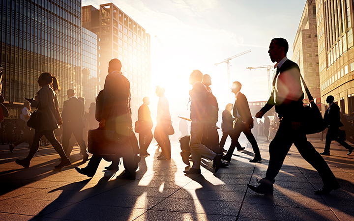 people walking in a street