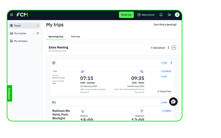 How the FCM corporate travel Platform works with Concur