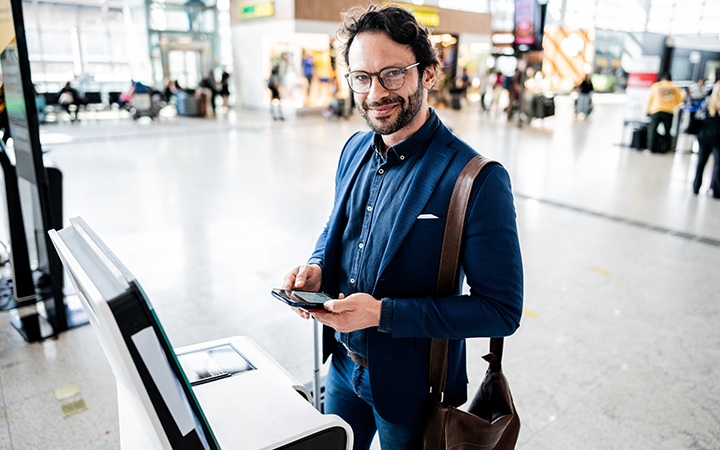 A man standing in the airport