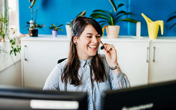 Customer support lady smiling