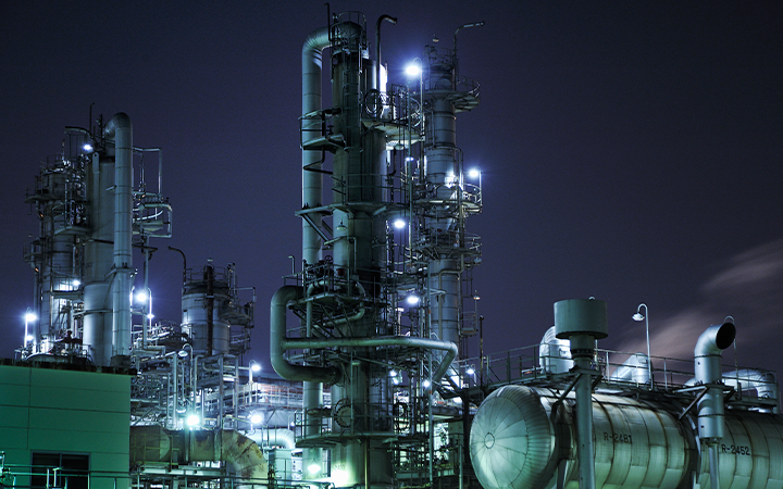 Powerstation at night close up