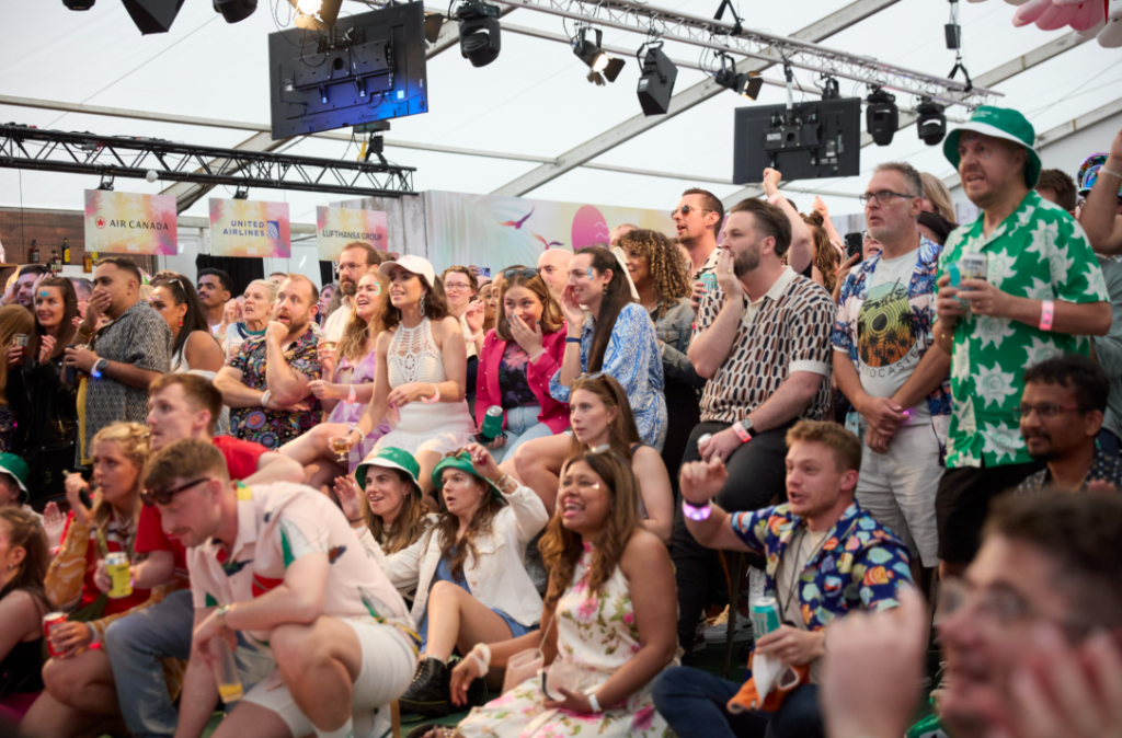 Flight Centre summer party, watching England Football