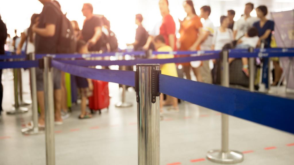 Security lines at an airport