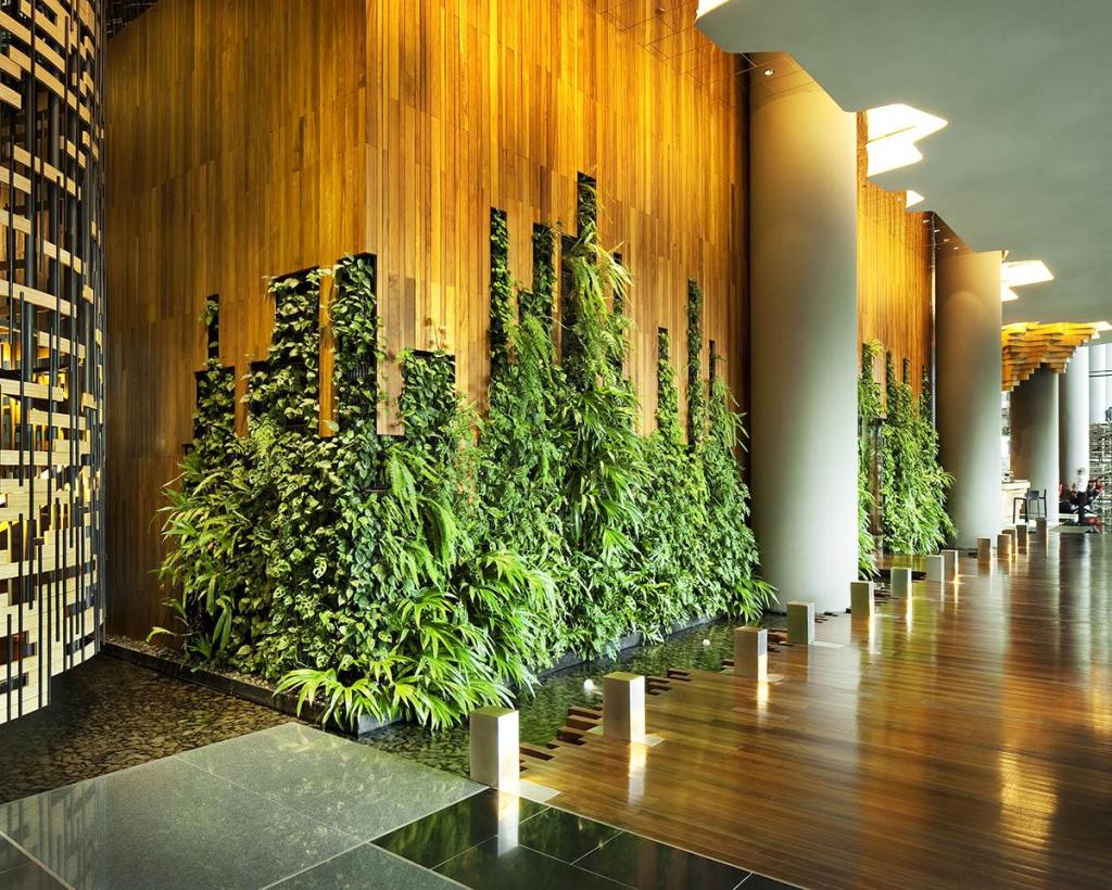 Singapore hotel in a garden lobby