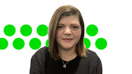 Joanne Headshot with green journey line