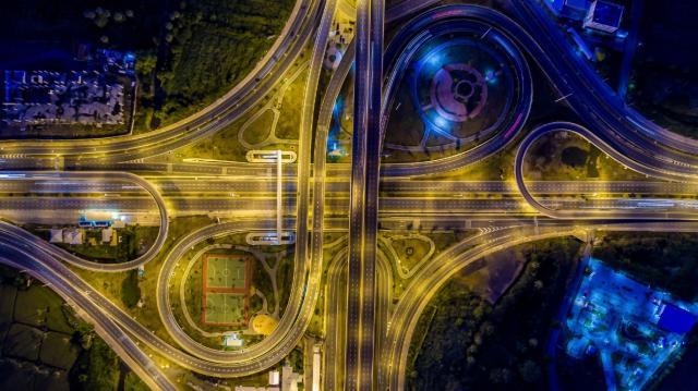 Aerial view of roads