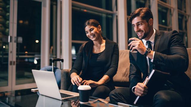 Business travellers at airport