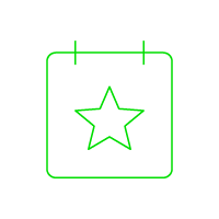 Green calendar outline with star in center