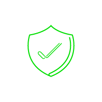 Green shield graphic with checkmark on black background