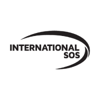 International SOS logo with a sweeping curved arc